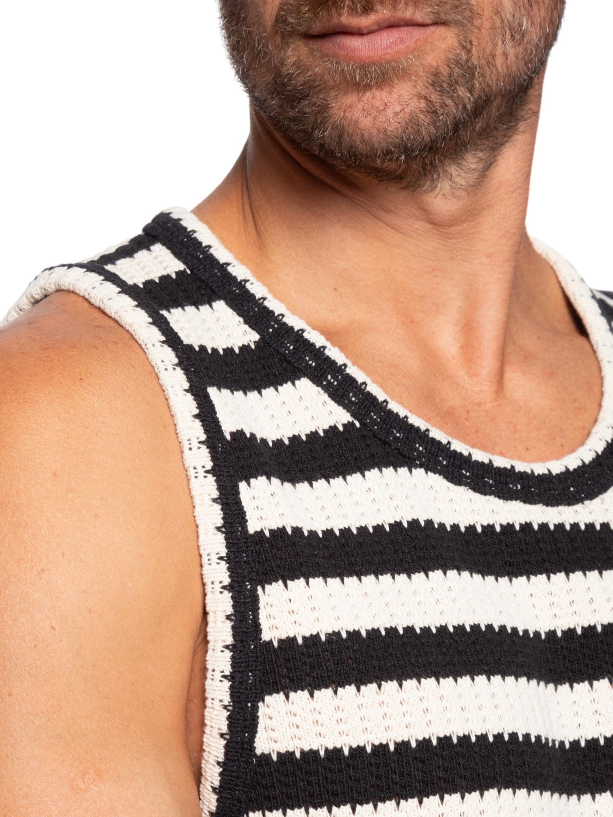 Regata Masculina Stripes Knit Branco Osklen