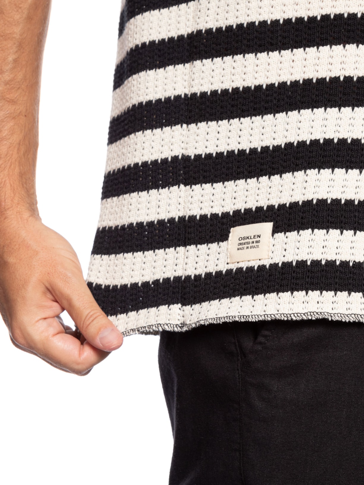 Regata Masculina Stripes Knit Branco Osklen
