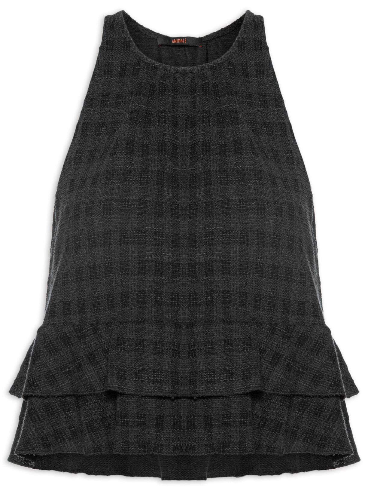 Regata Textura Babado Duplo Preto Animale