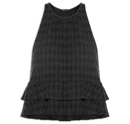 Regata Textura Babado Duplo - Preto