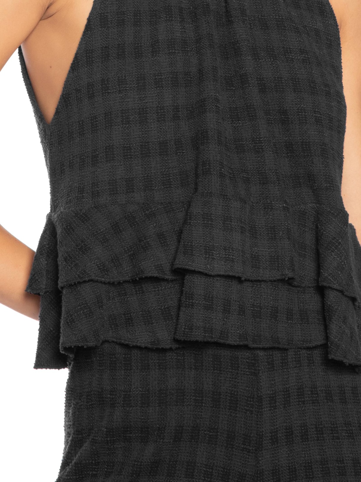 Regata Textura Babado Duplo Preto Animale