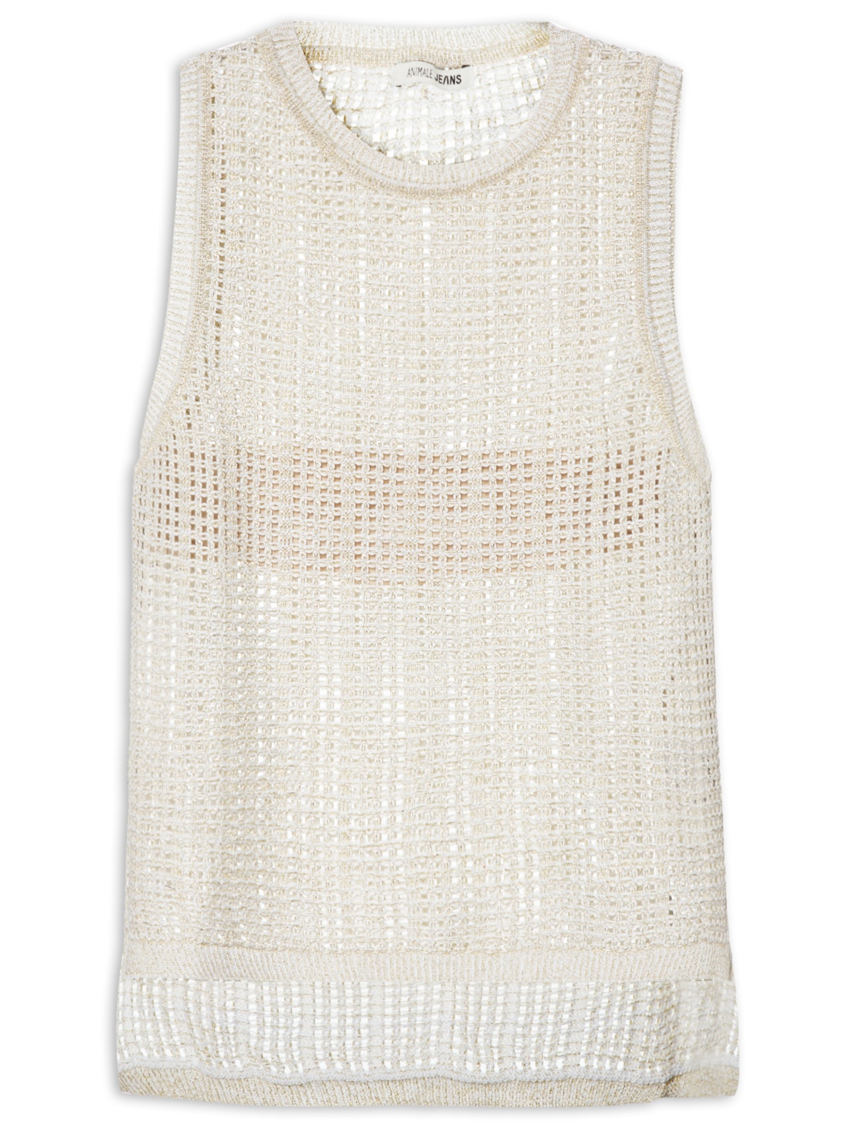 Regata Tricot Fendas Lurex - Dourado