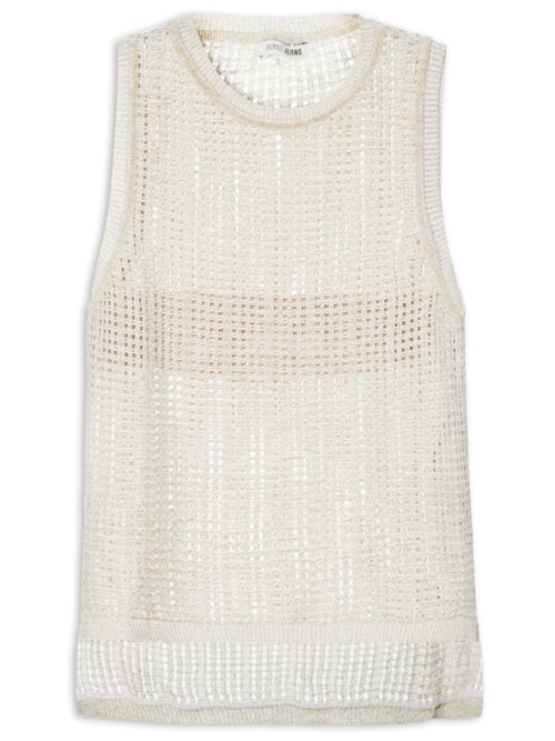 Regata Tricot Fendas Lurex - Dourado