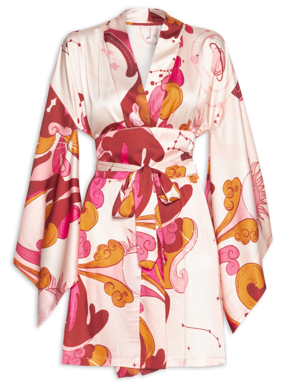 Robe Curto Manga Média Cetim Valkiria - Branco