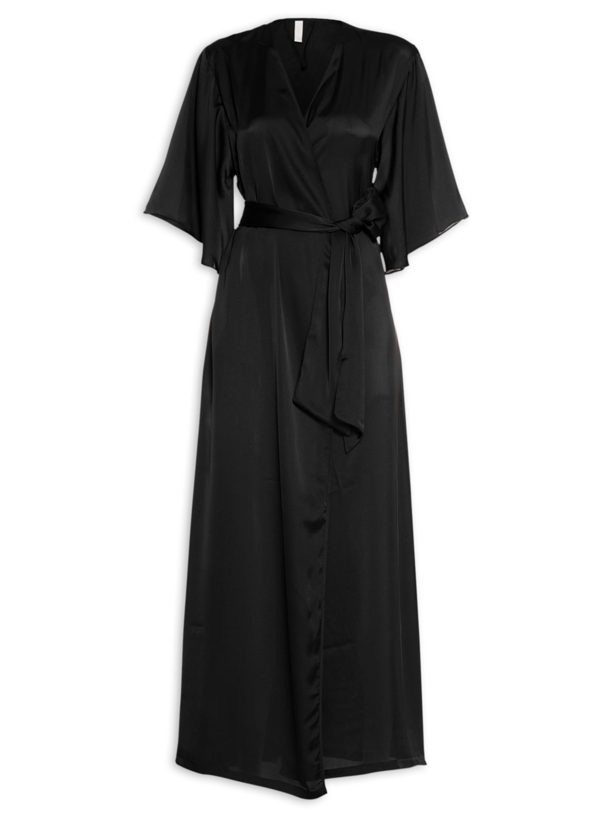 Robe Feminino Longo M/m Cetim - Preto