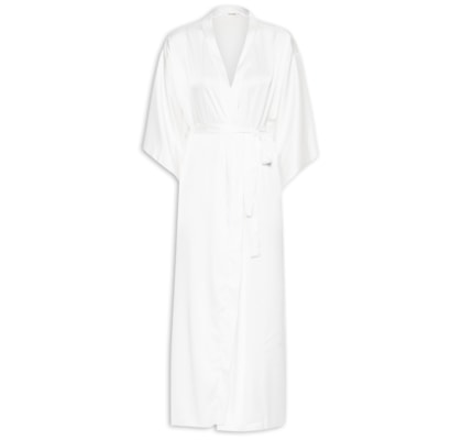 Robe Longo Em Cetim Valência Honeymoon - Branco