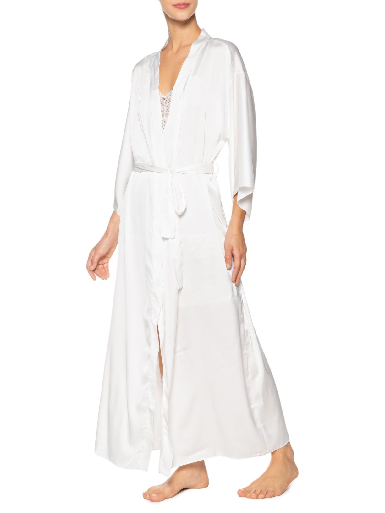 Robe Longo Em Cetim Valência Honeymoon Branco Hope