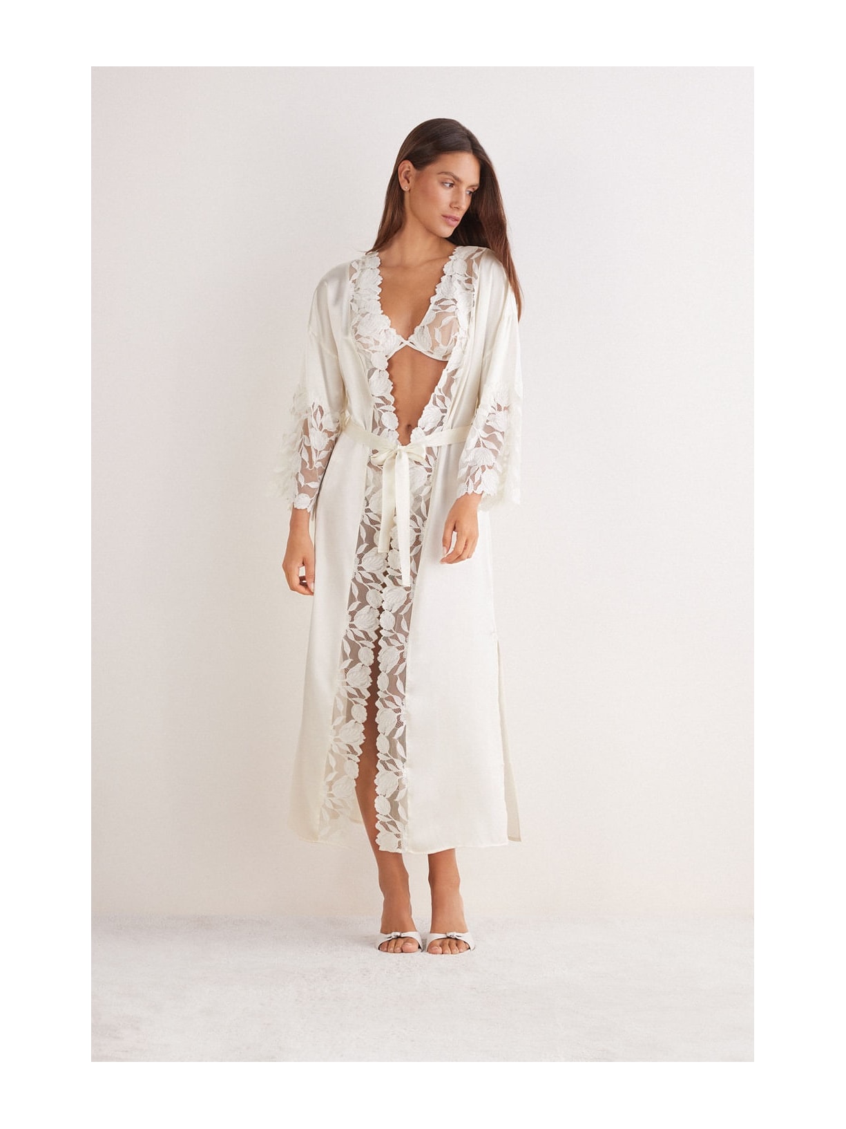 Robe Longo Em Seda All About Flowers Marfim Intimissimi