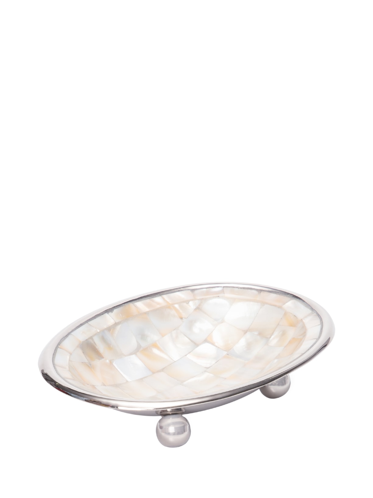 Saboneteira Em Aço Inox Com Madrepérola 1 Peça - Prata