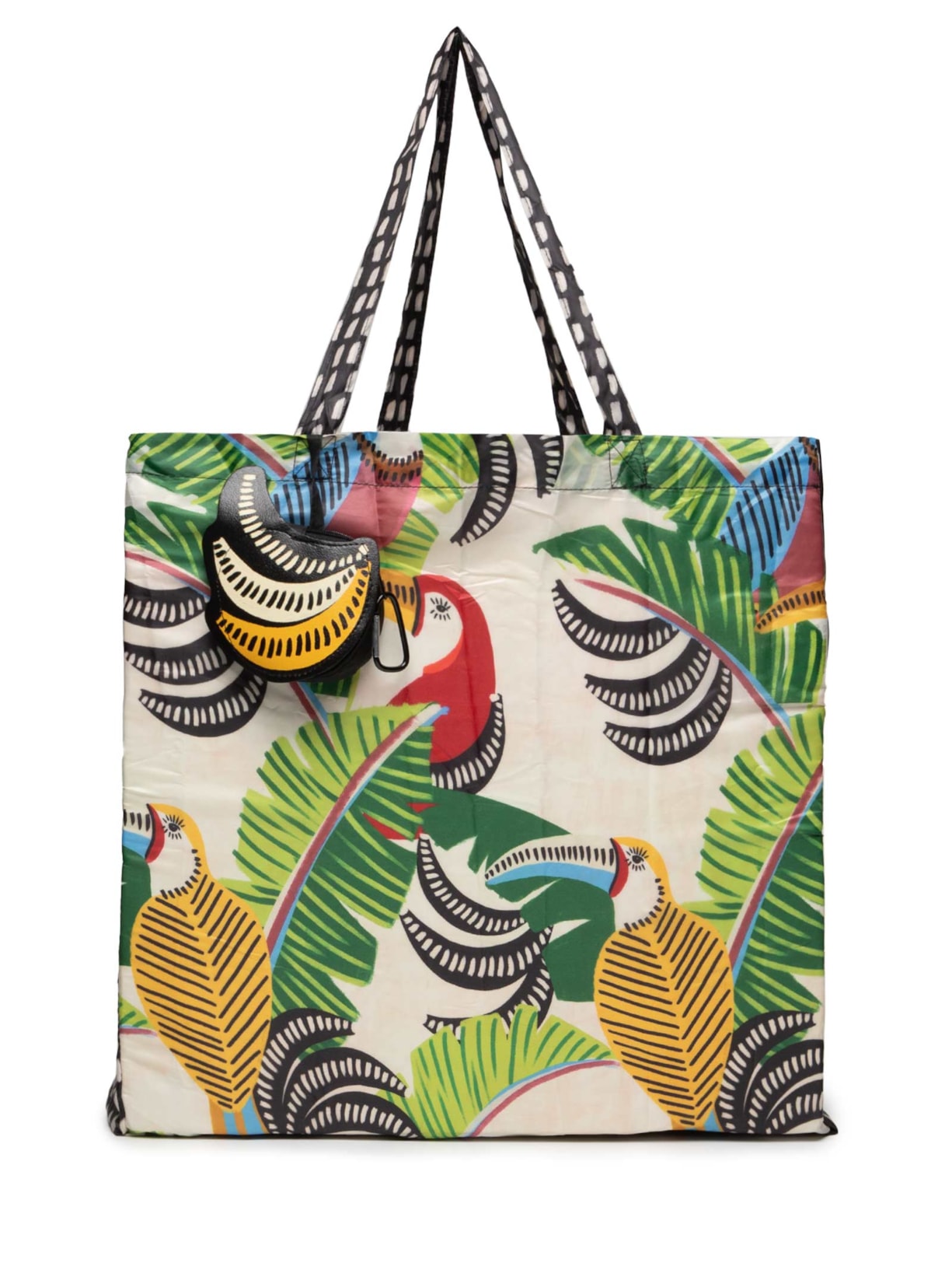 Sacolinha Feminina Me Leva Tucanos e Folhagens - Preto