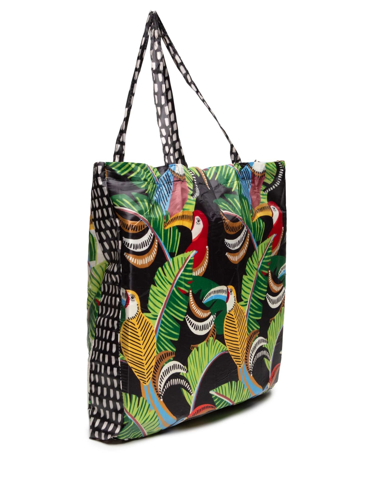 Sacolinha Feminina Me Leva Tucanos e Folhagens Preto Farm Etc