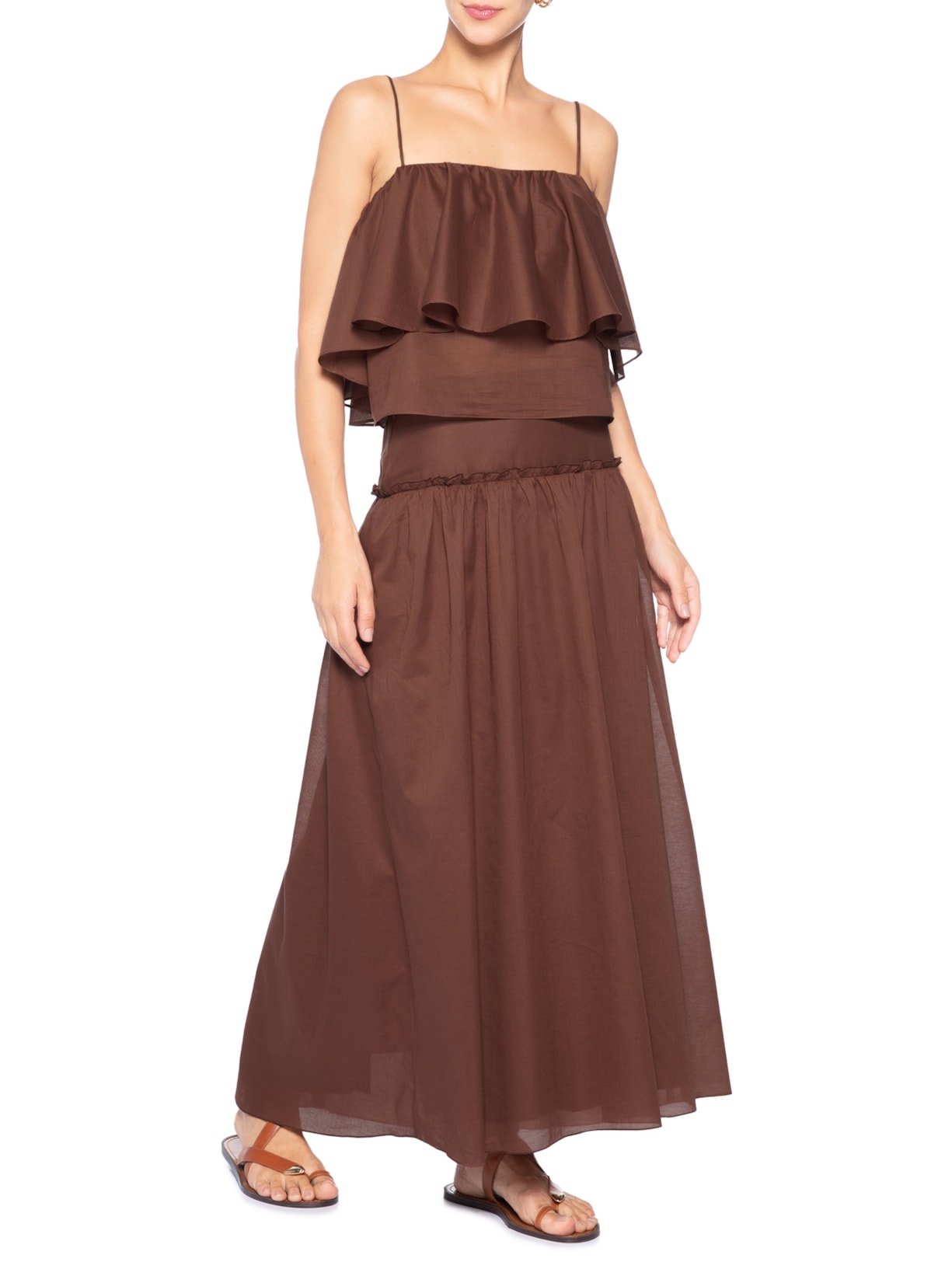 Saia Algodão Babadinho Marrom Dress To