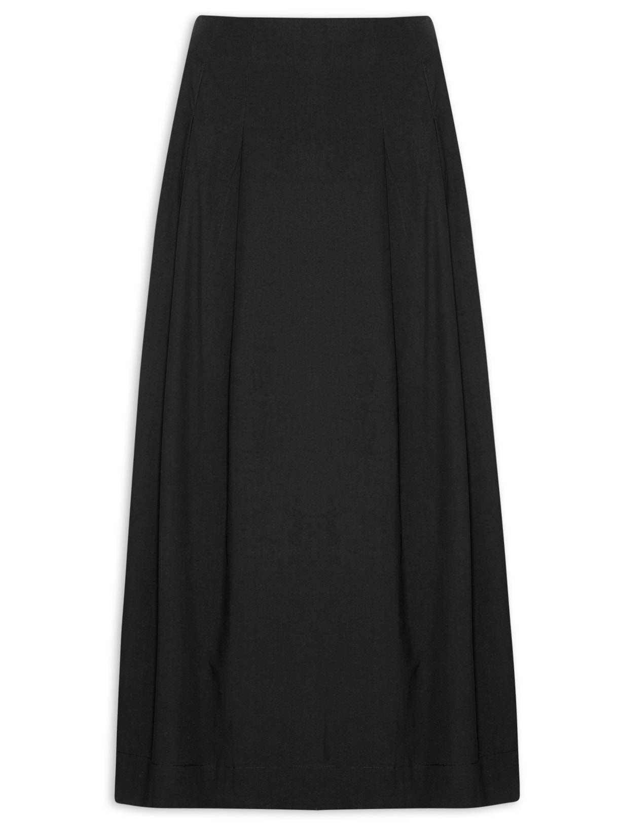 Saia Algodão Midi Pregas - Preto