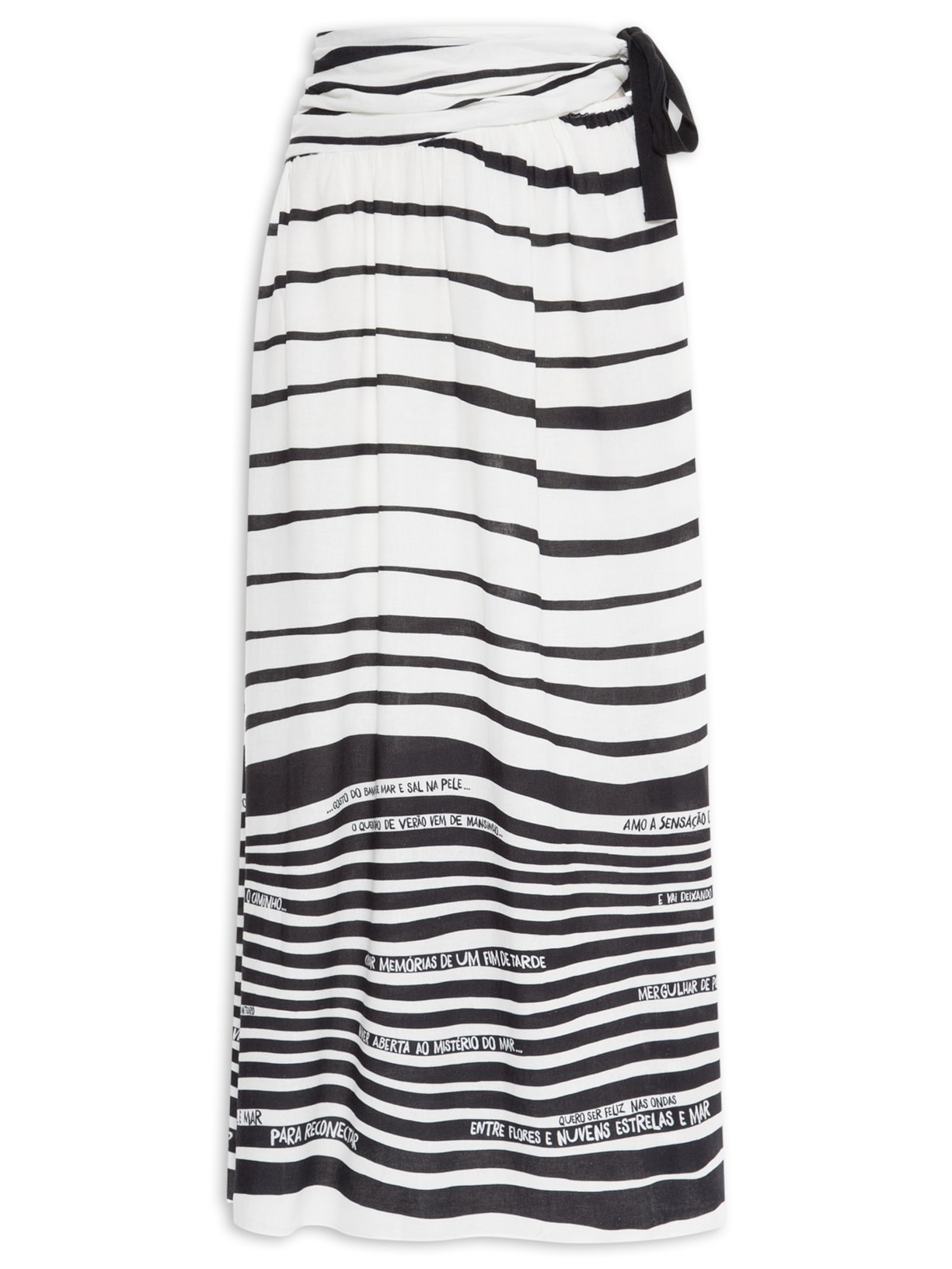 Saia Amarração Lateral Estampa Poema - Branco