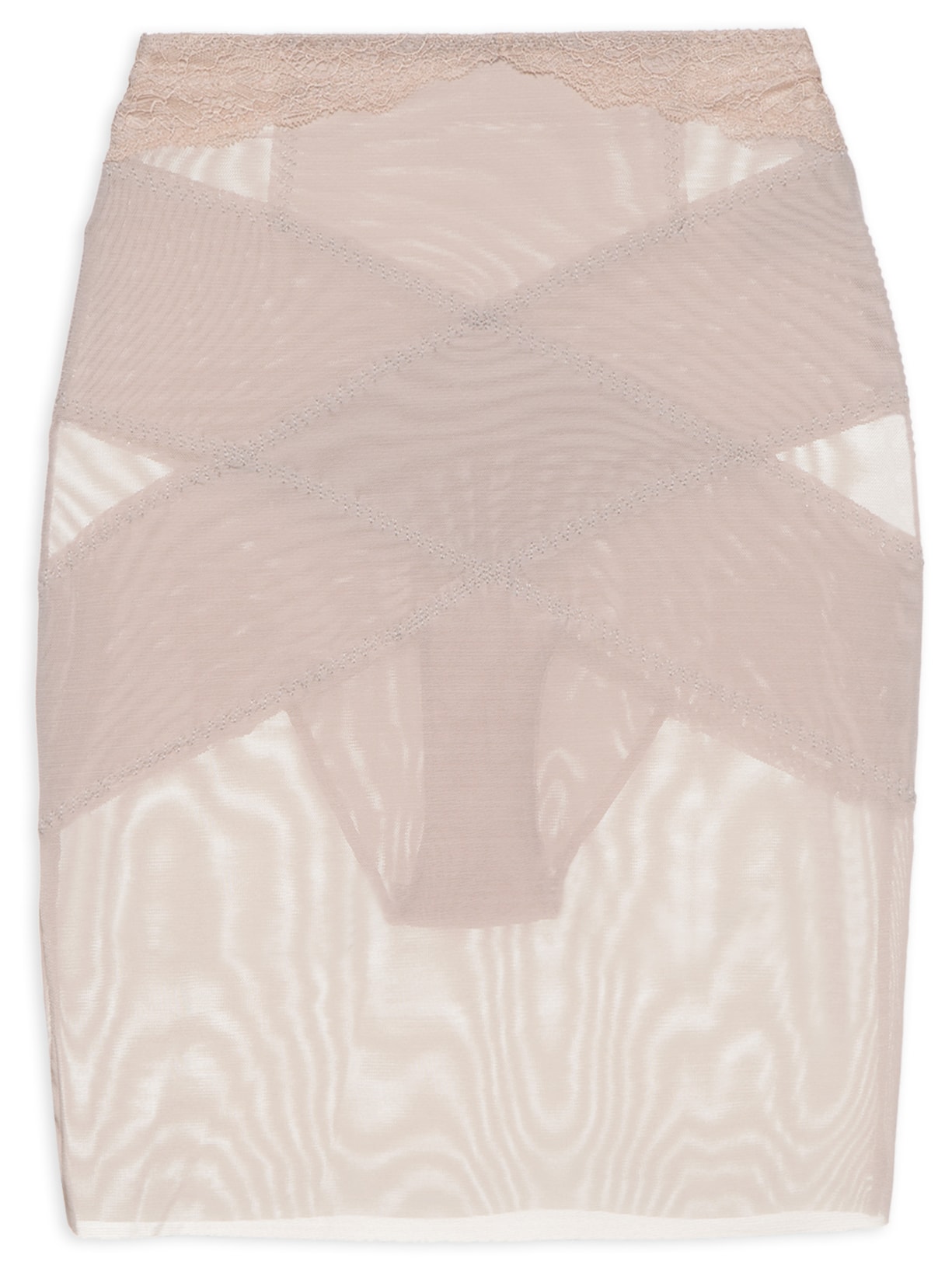 Saia Anágua Modeladora Em Tule E Renda - Bege