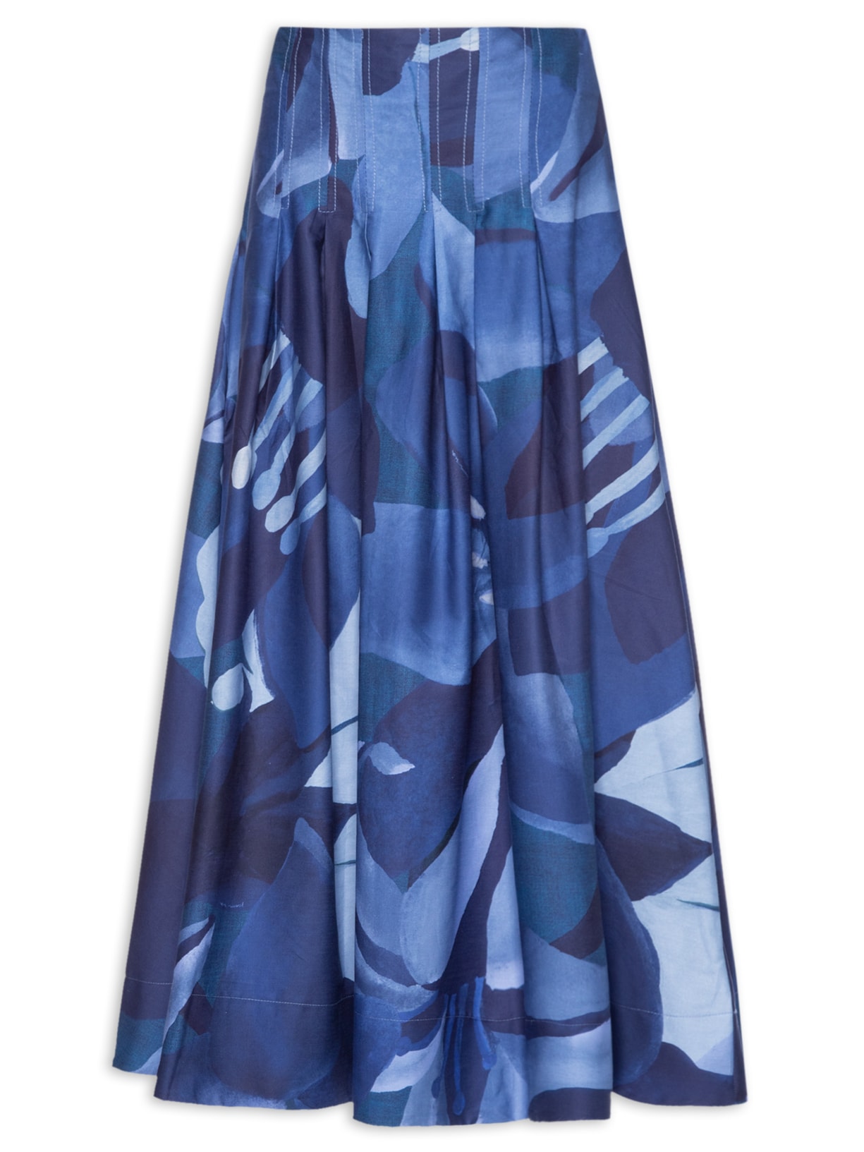 Saia Aquarela Floral - Azul