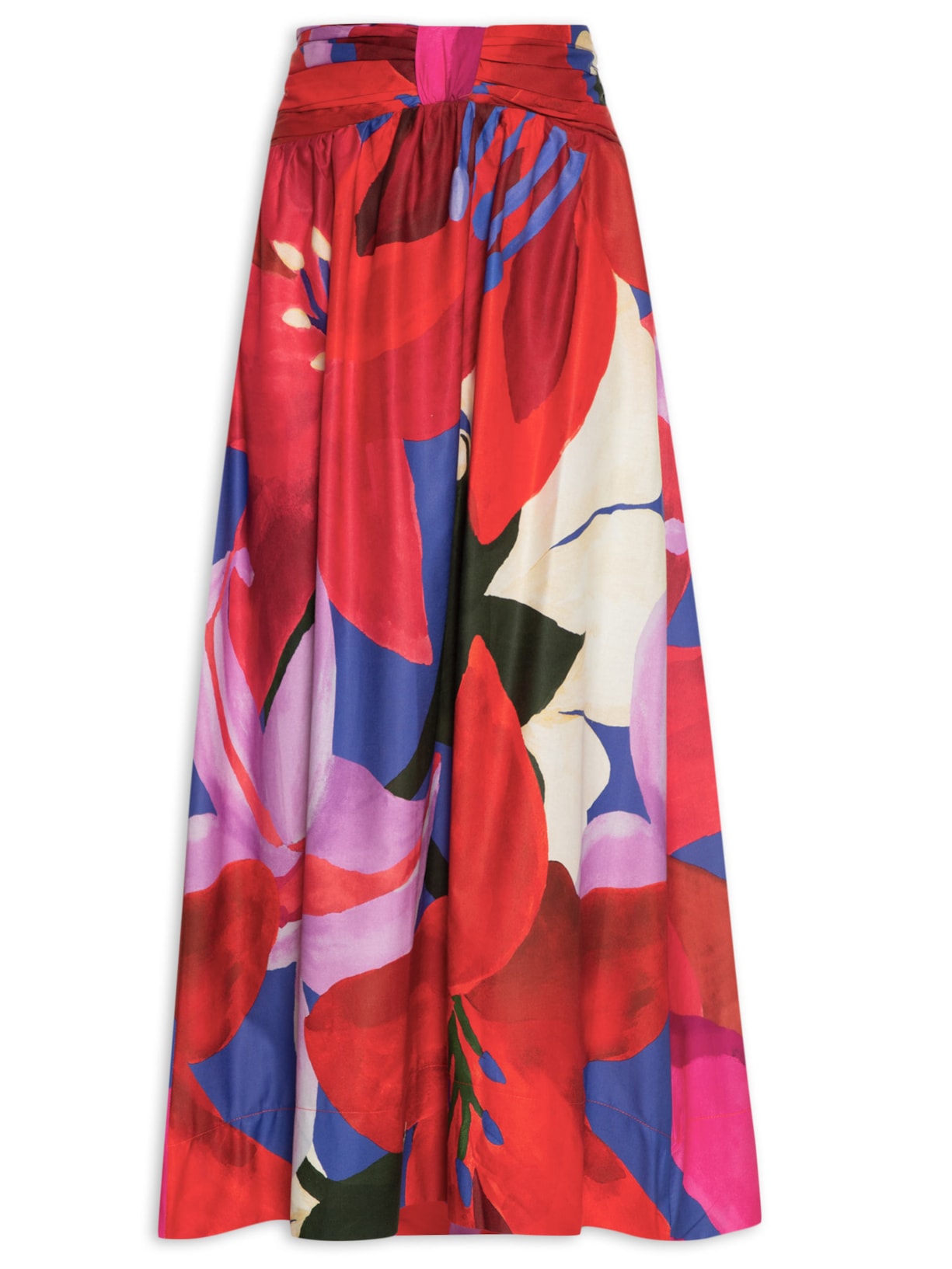 Saia Aquarela Floral - Vermelho