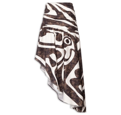 Saia Assimétrica Calçadão Tropical - Preto