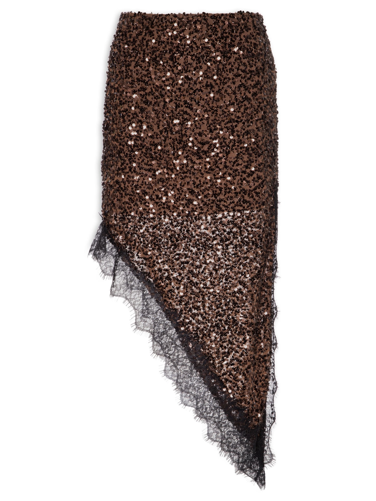 Saia Assimétrica Em Paetê – Marrom