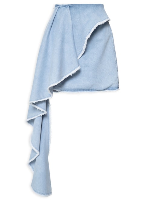 Saia Babado Jeans - Azul