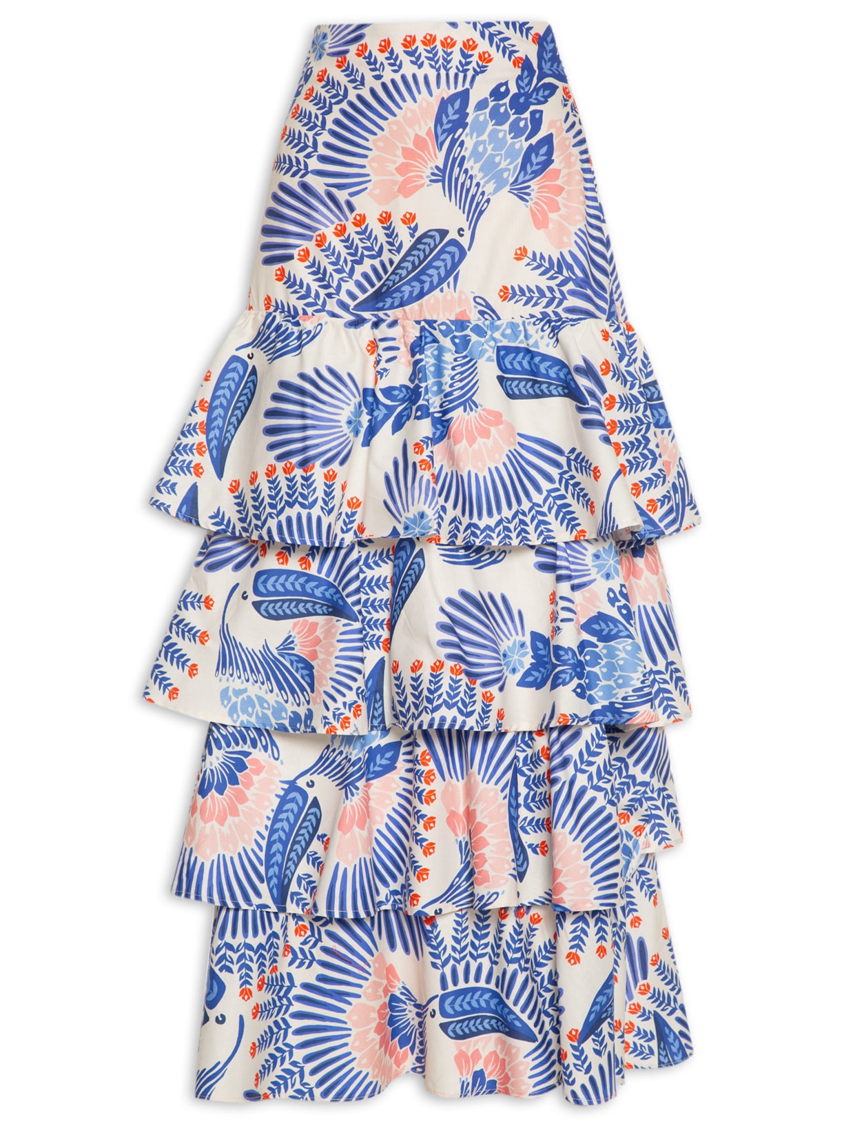 Saia Babados Tucano Em Flor - Azul