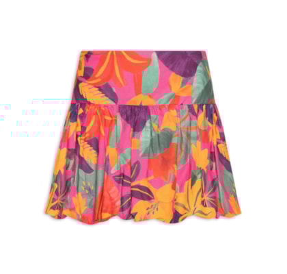 Saia Balonê Floral Tropical - Roxo