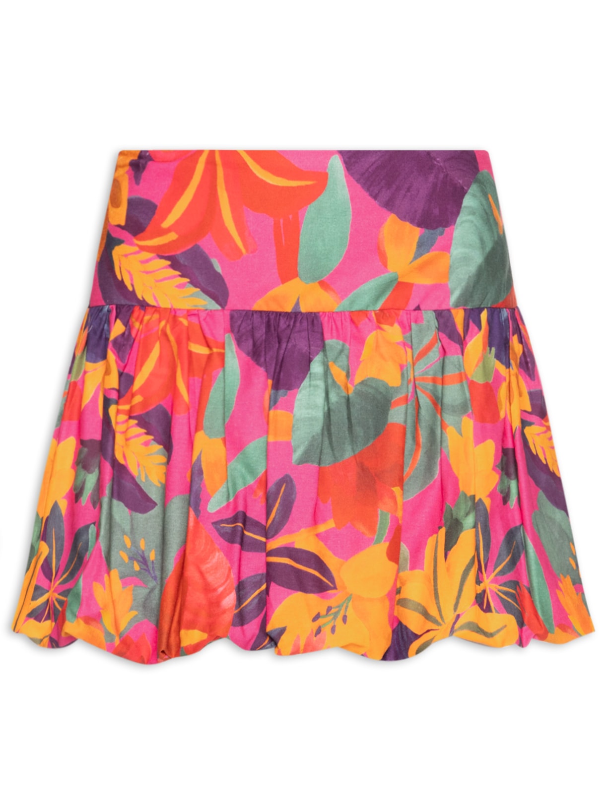 Saia Balonê Floral Tropical - Roxo