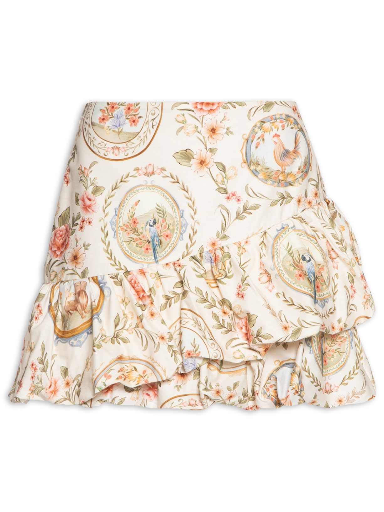 Saia Balonê Relicário Floral - Off White
