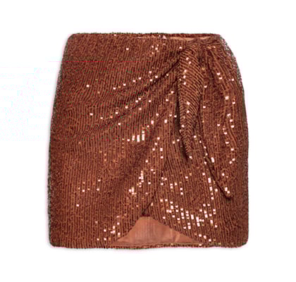 Saia Bicolor Paetê - Marrom