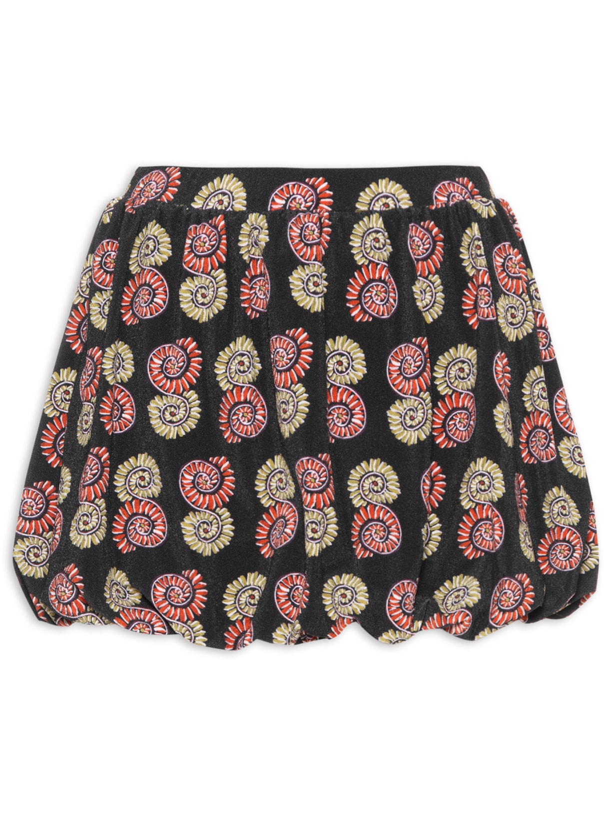 Saia Biquini Estampa Conchas Balonê - Preto