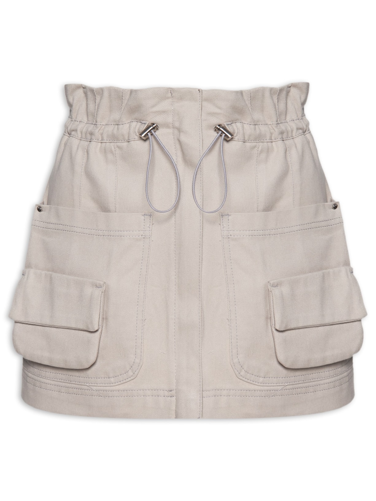 Saia Bolso Zíper De Sarja - Cinza