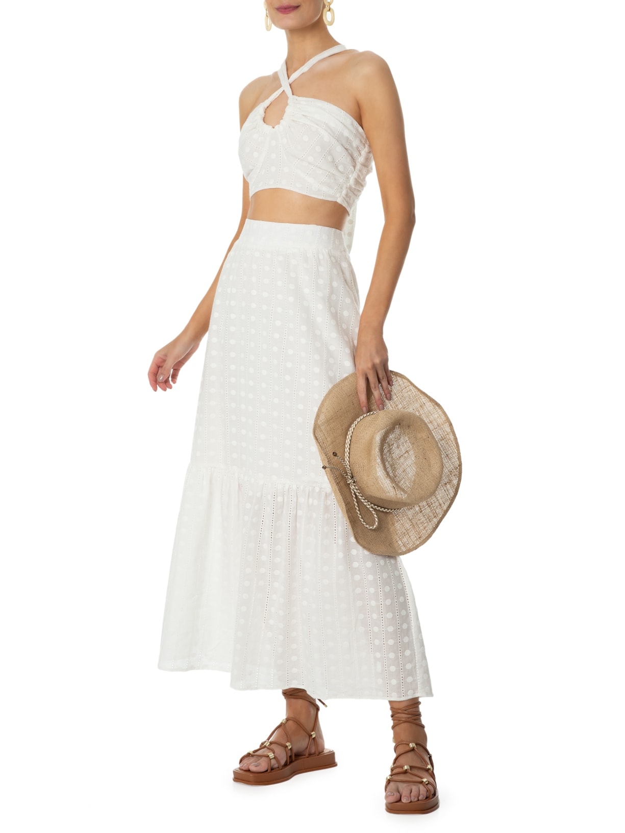 Saia Bordado Amorgos Branco Maria Filó