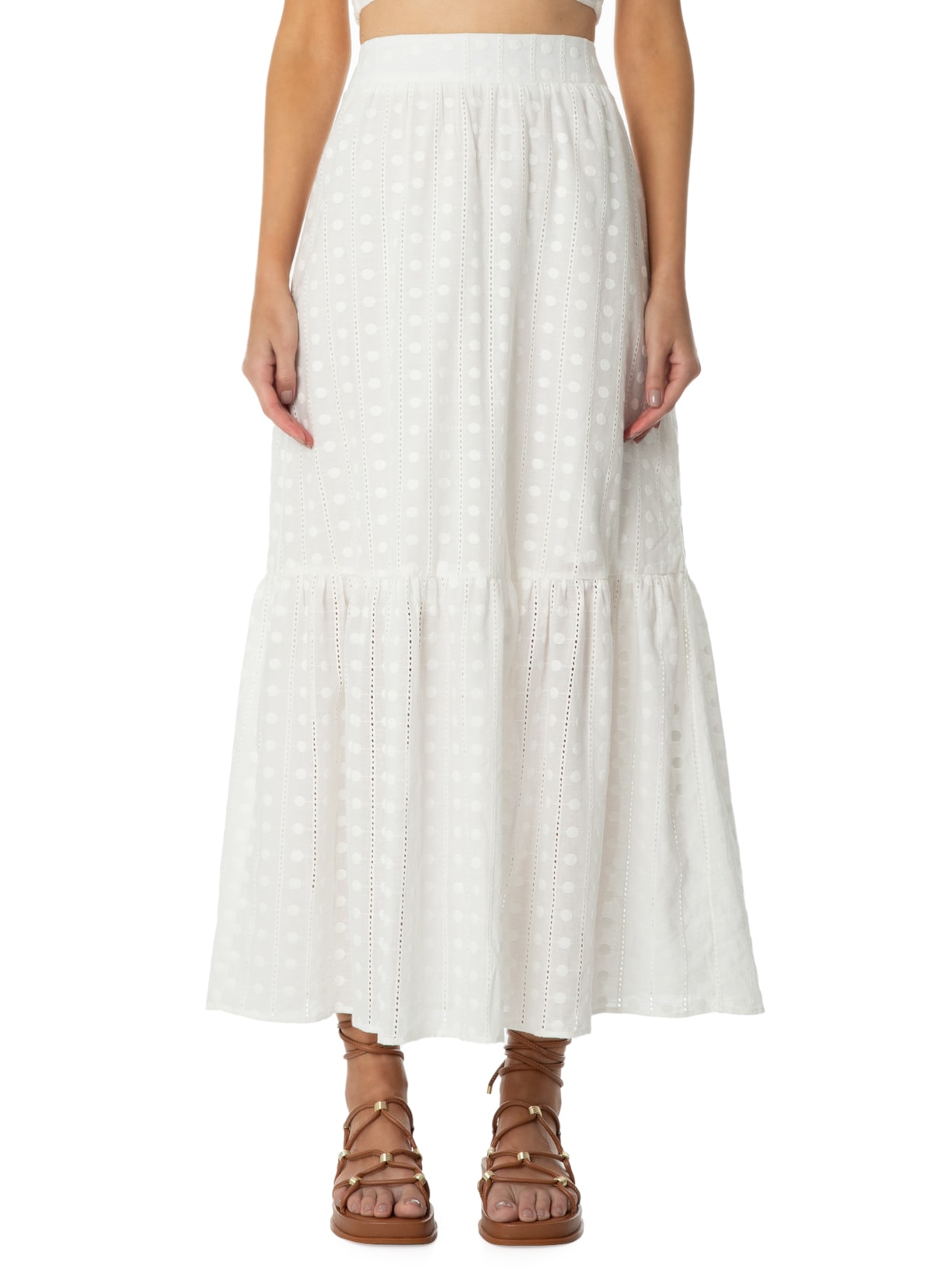 Saia Bordado Amorgos Branco Maria Filó