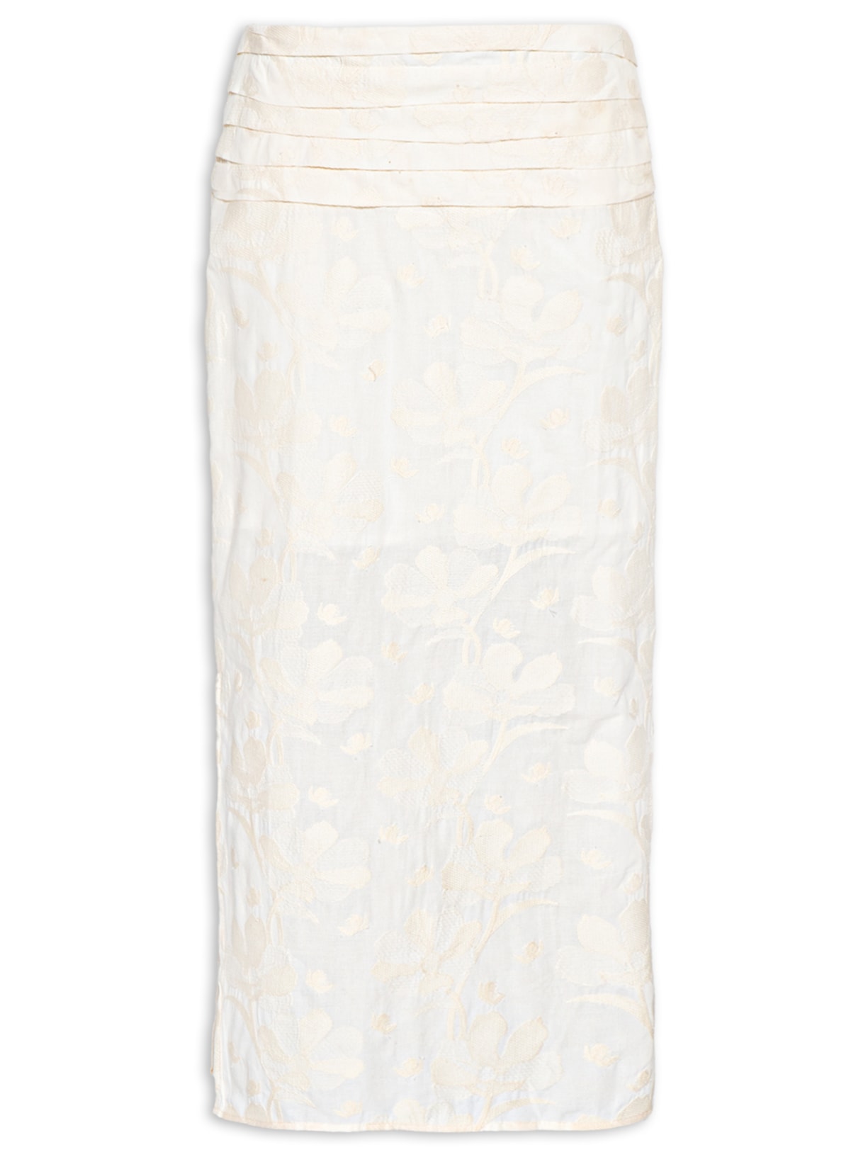 Saia Bordado Holambra Off White Maria Filó