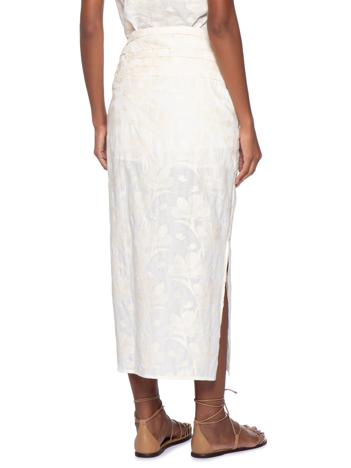 Saia Bordado Holambra Off White Maria Filó