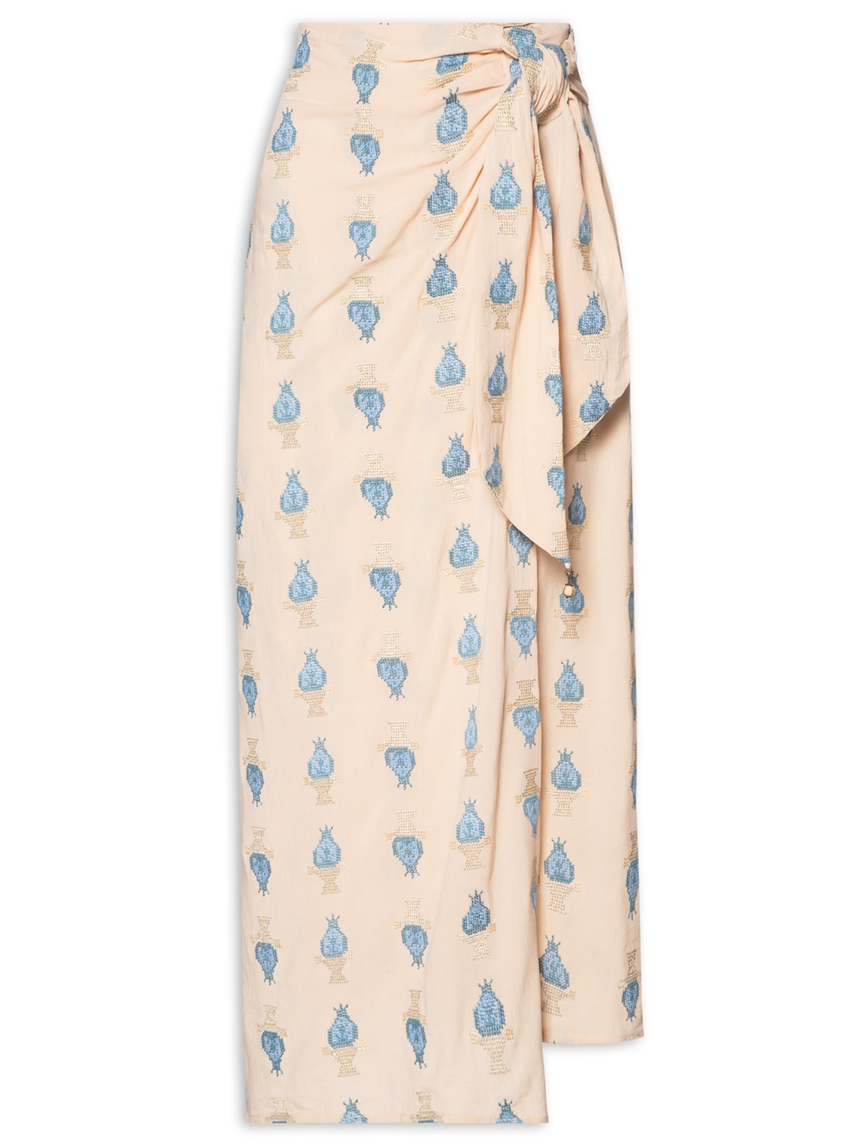 Saia Bordado Vasos - Bege