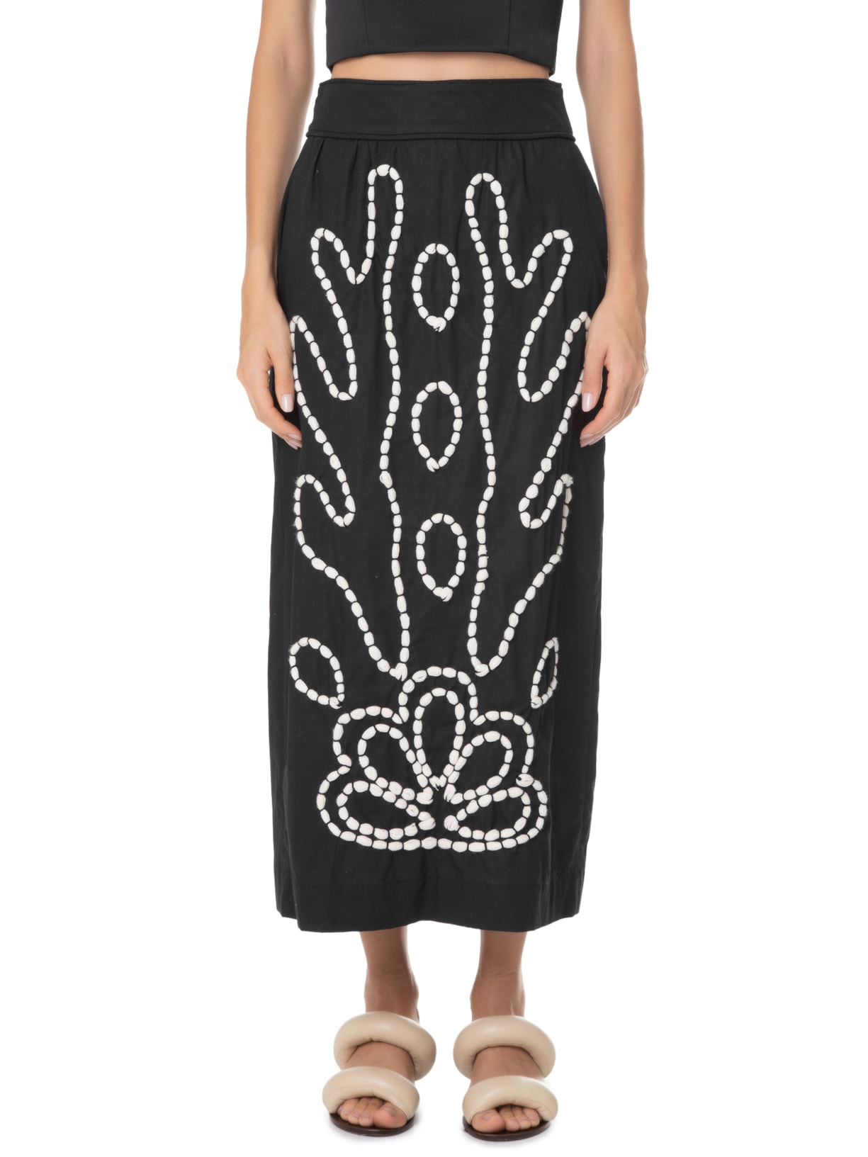 Saia Broderie De Mer Preto Valônia Véras