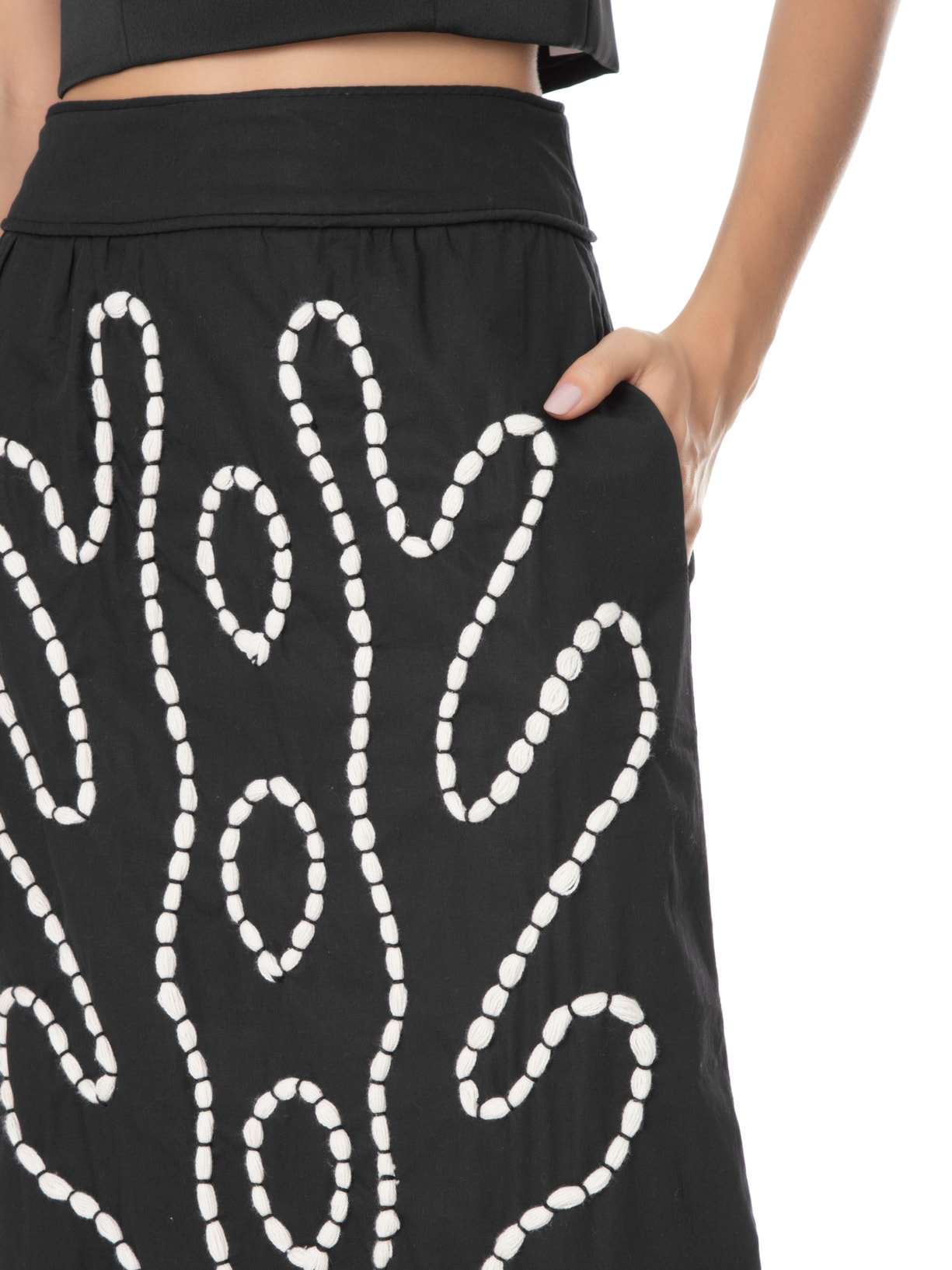 Saia Broderie De Mer Preto Valônia Véras