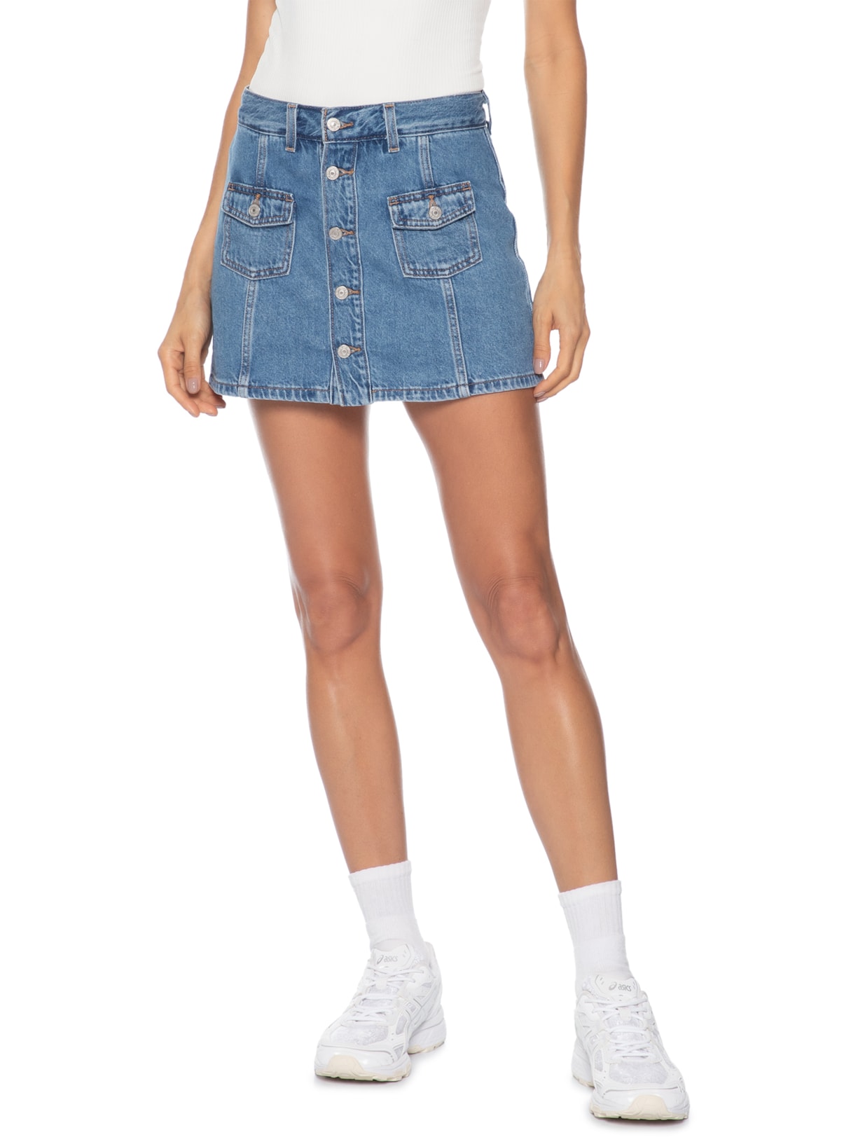 Saia Button Front Skort Azul Levi's