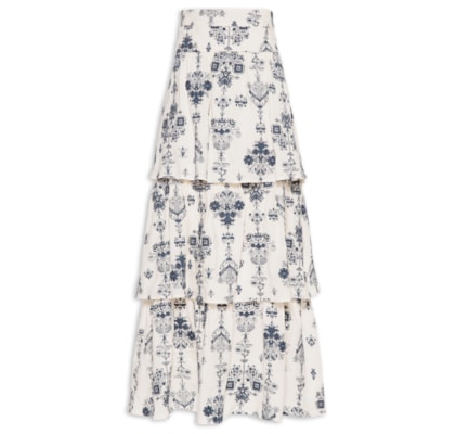 Saia Camadas Bordado Rubi - Branco