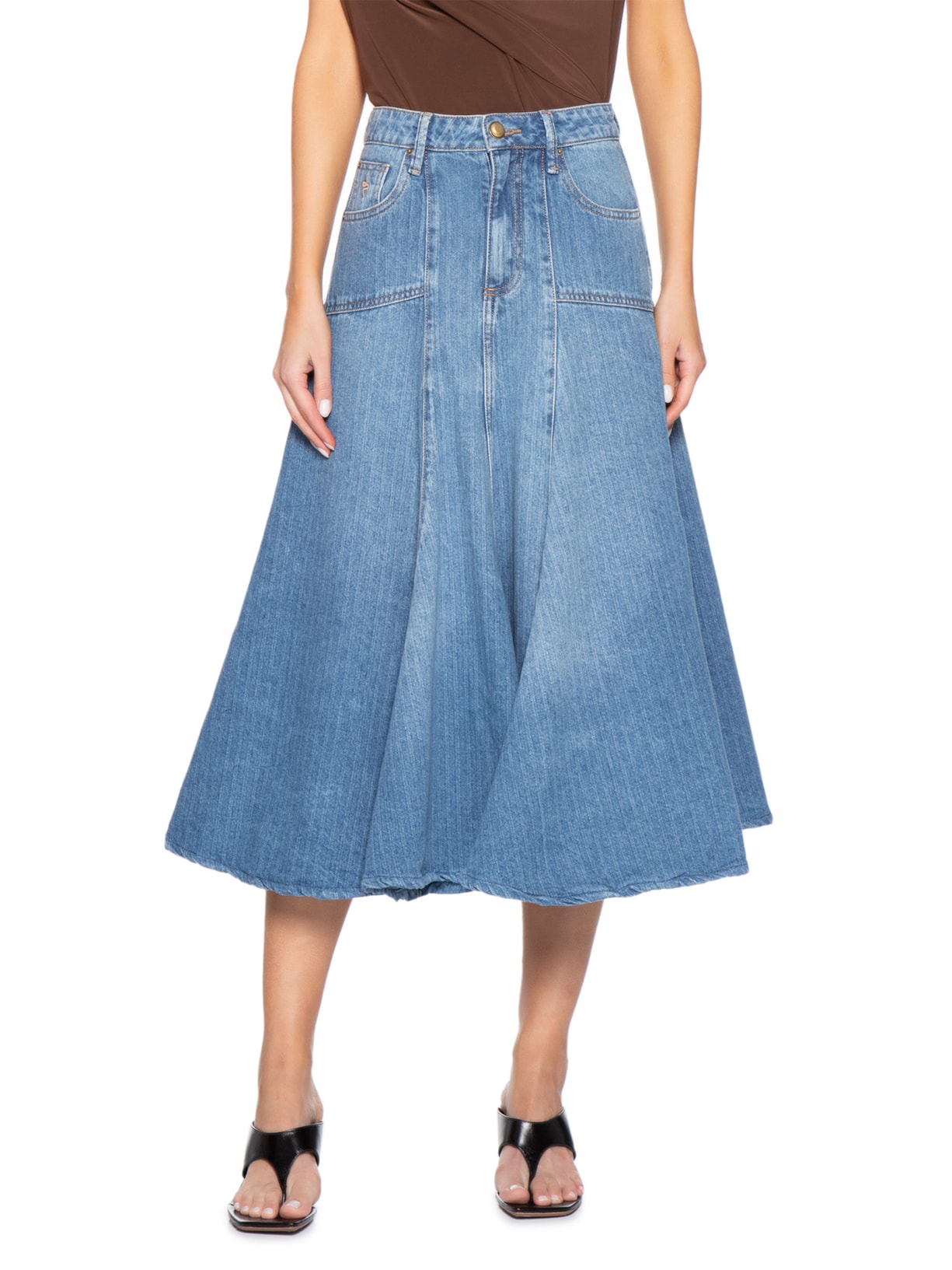 Saia Cecily Midi Stripe Azul Bo.bô