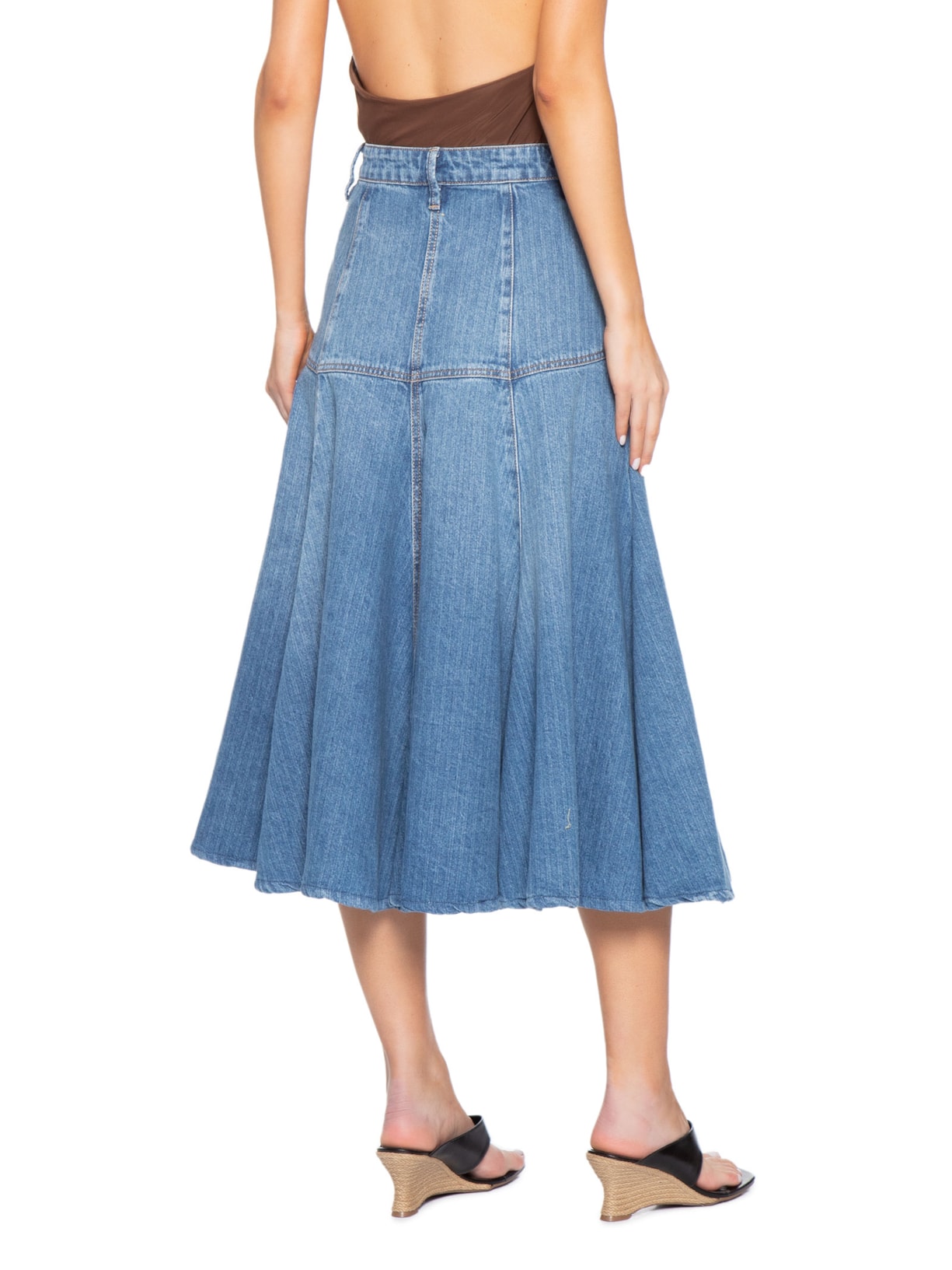 Saia Cecily Midi Stripe Azul Bo.bô