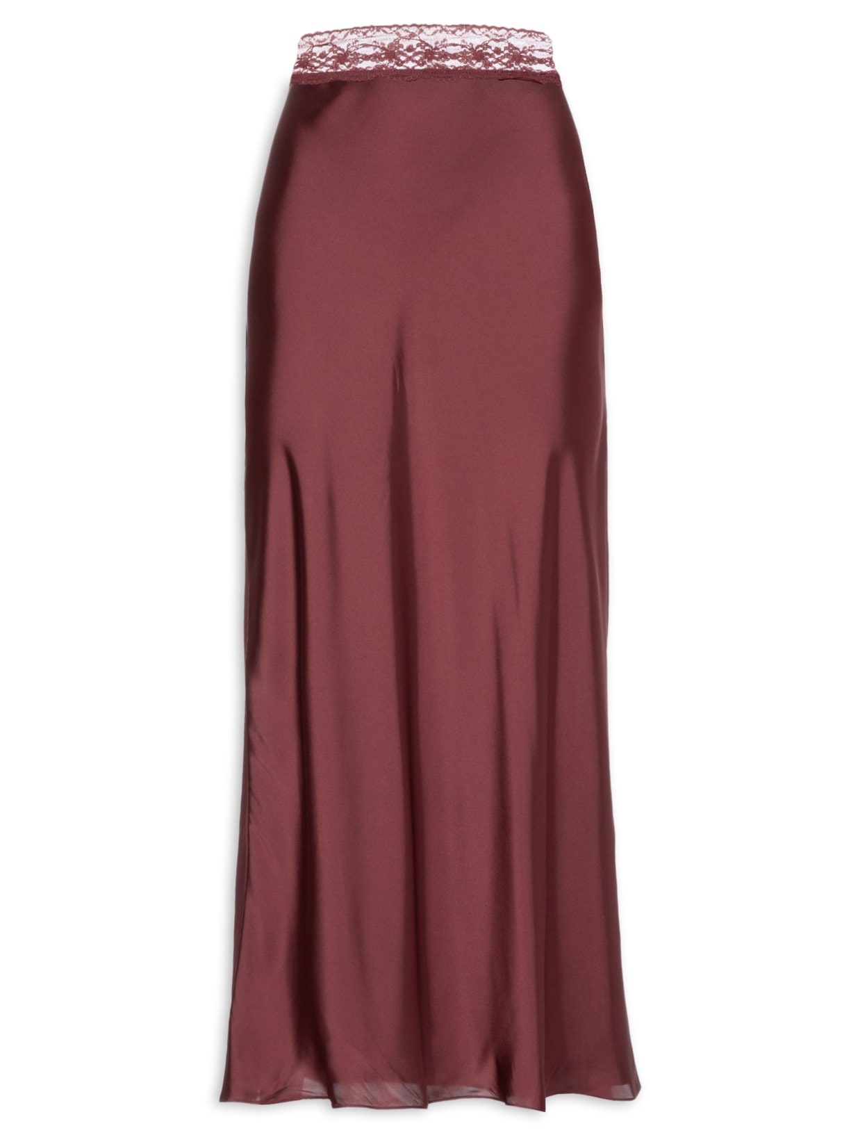 Saia Cetim Renda - Marrom