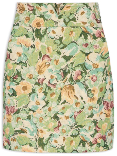Saia Cintura Alta Jacquard - Verde