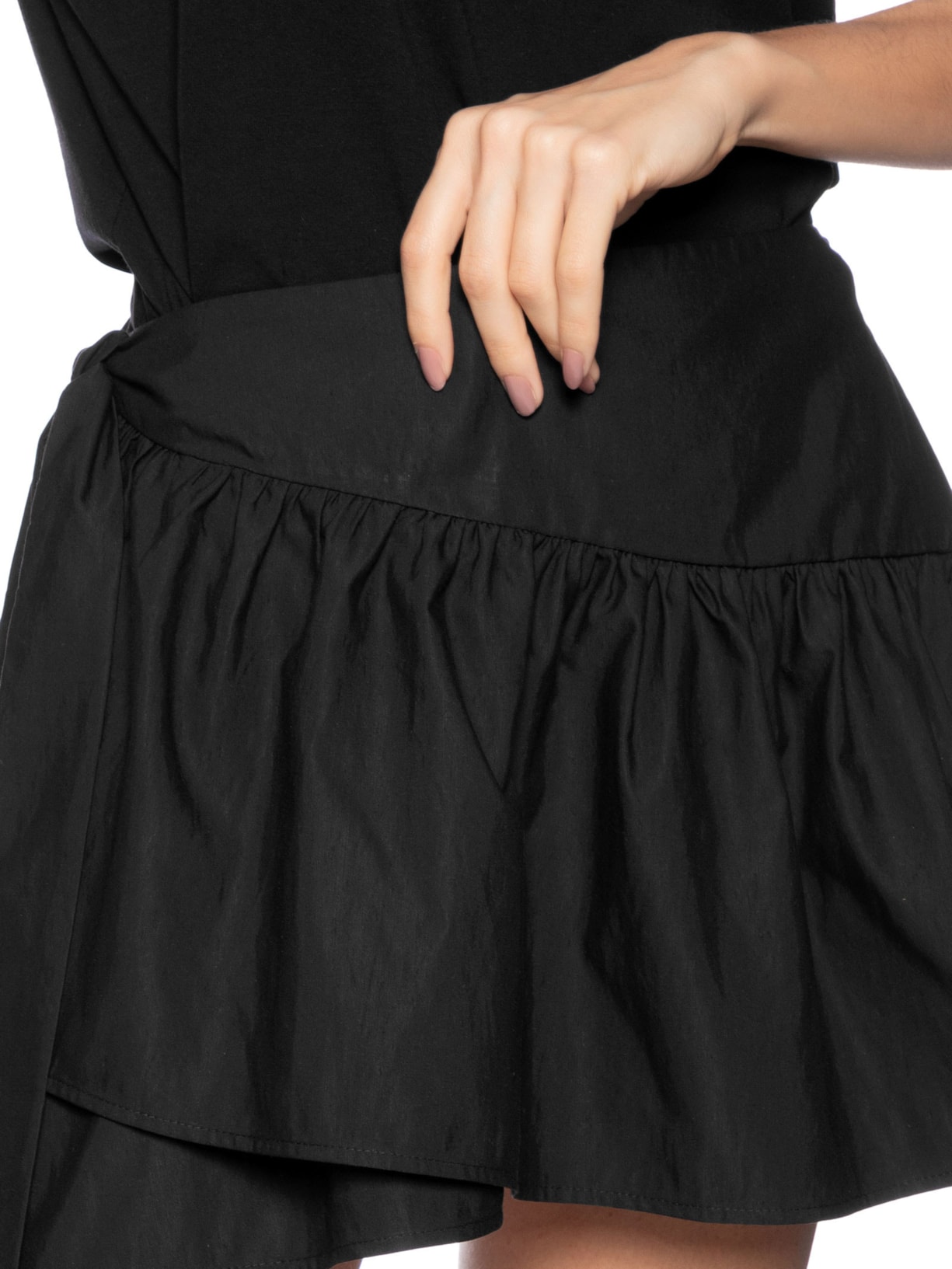 Saia Cintura Baixa Transpasse Preto Farm