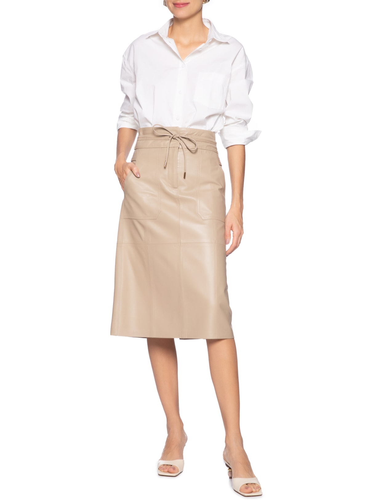 Saia Claudia Couro Bege Le Lis