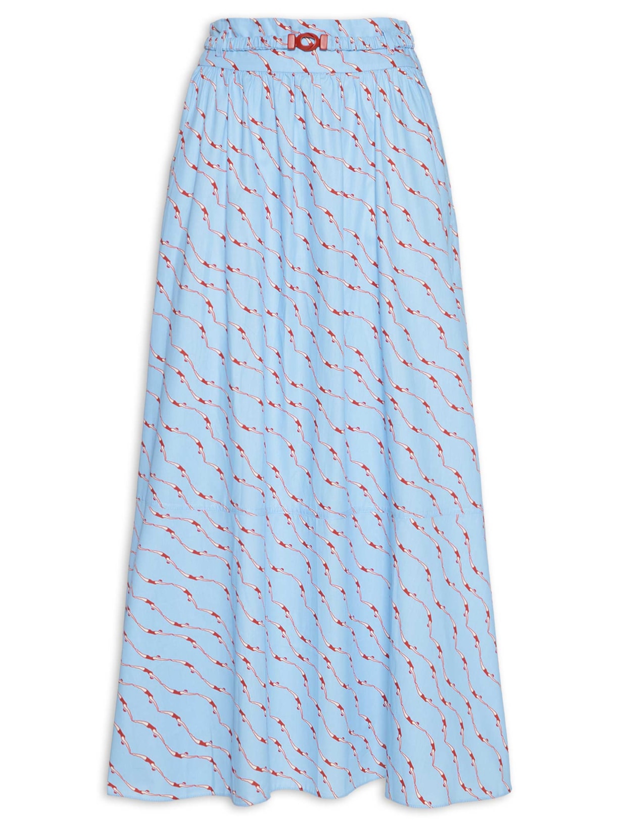 Saia Com Cinto Estampa Nadadoras Azul Dress To