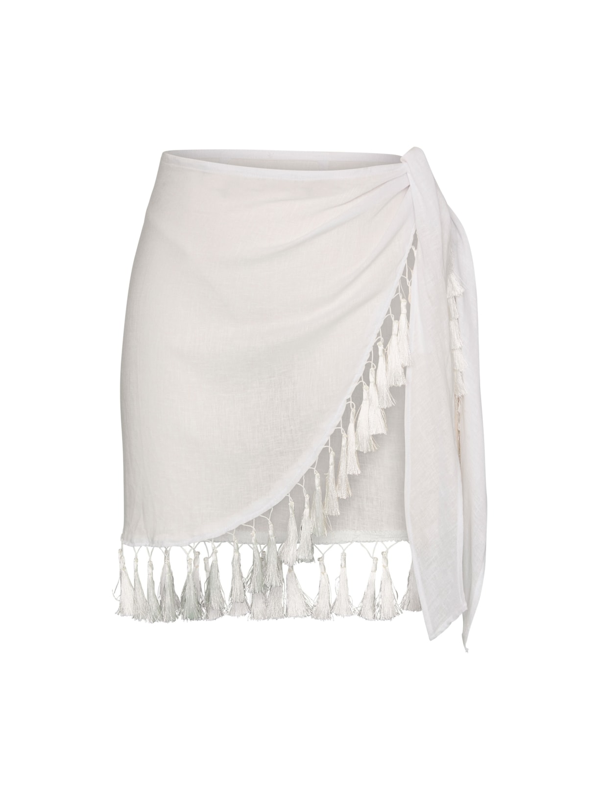 saia com franjas greta off white Suntime