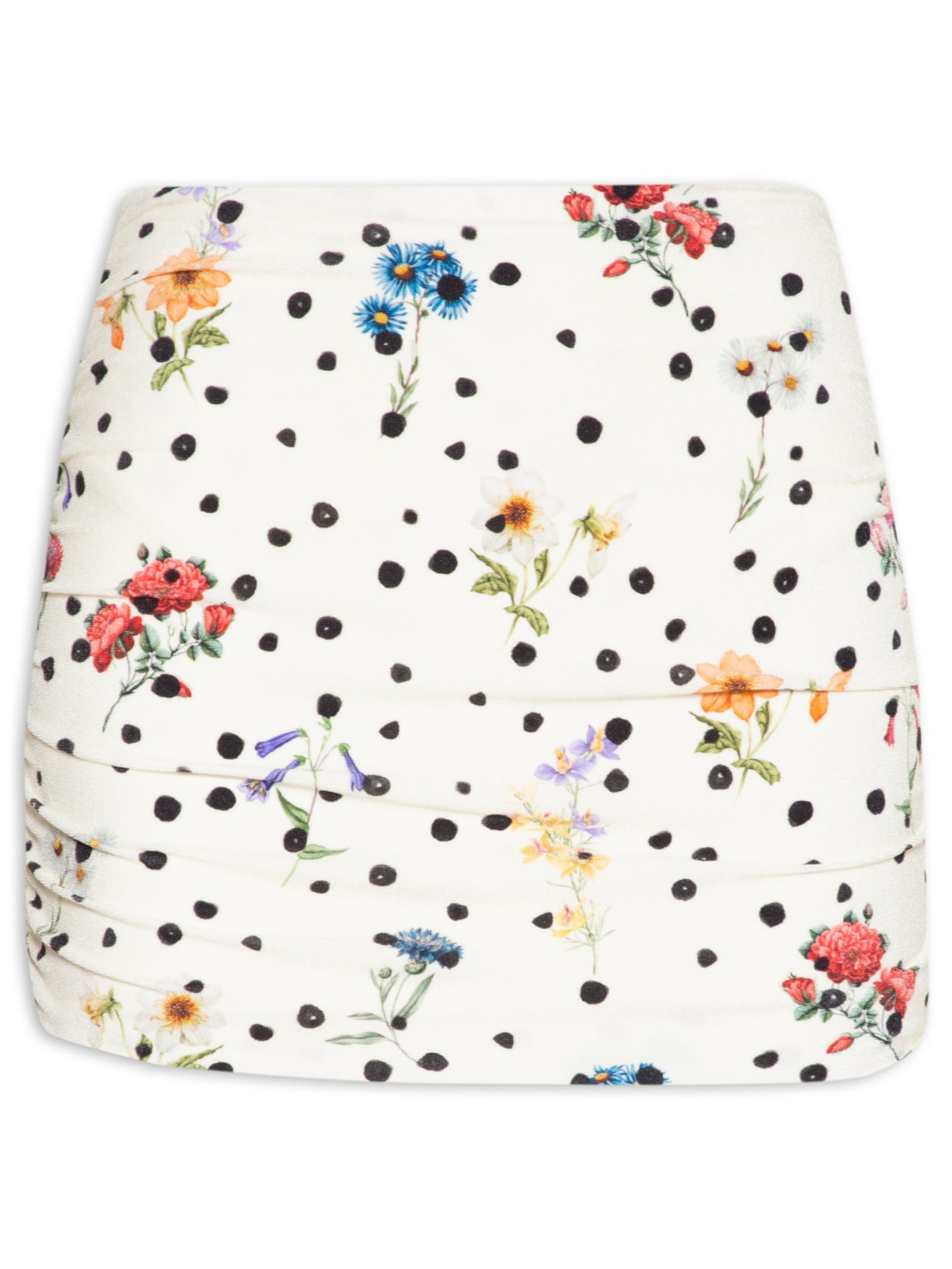 Saia Com Hot Pant Estampada Laura - Bege