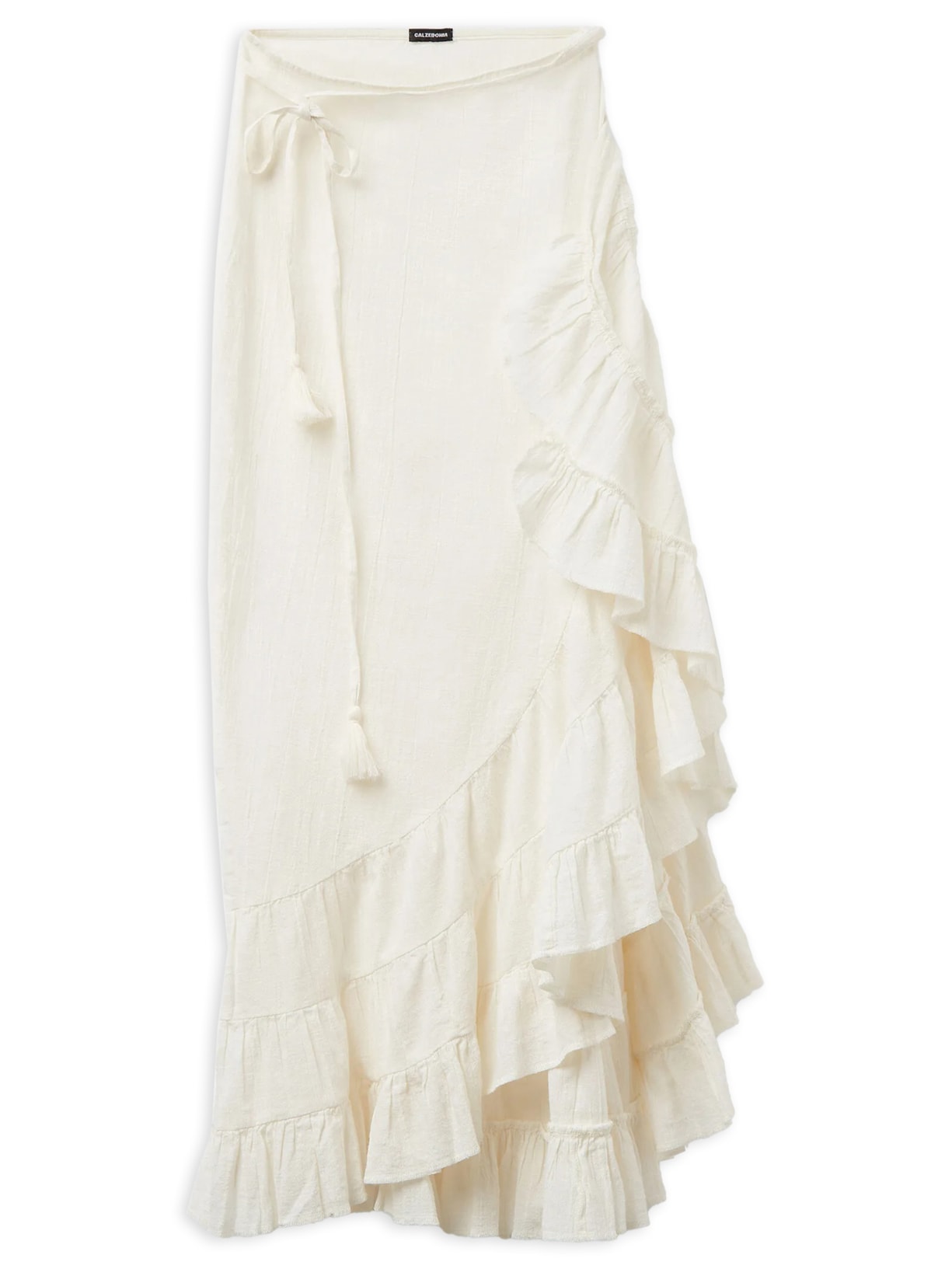 Saia Comprida Com Babados Off-White Calzedonia